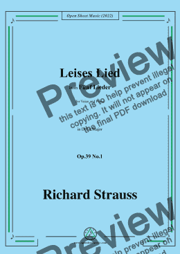 page one of Richard Strauss-Leises Lied,in D flat Major,Op.39 No.1