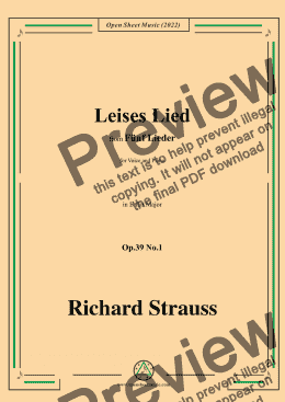 page one of Richard Strauss-Leises Lied,in E flat Major,Op.39 No.1