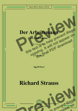 page one of Richard Strauss-Der Arbeitsmann,in f sharp minor,Op.39 No.3