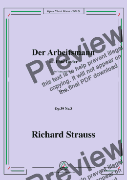 page one of Richard Strauss-Der Arbeitsmann,in g minor,Op.39 No.3