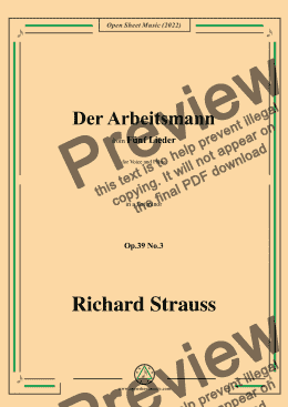 page one of Richard Strauss-Der Arbeitsmann,in a flat minor,Op.39 No.3