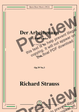 page one of Richard Strauss-Der Arbeitsmann,in a minor,Op.39 No.3