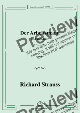 page one of Richard Strauss-Der Arbeitsmann,in e minor,Op.39 No.3