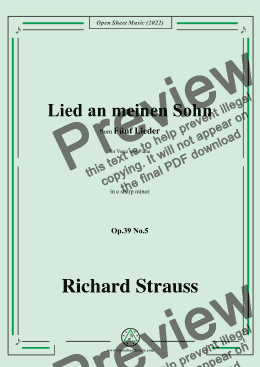 page one of Richard Strauss-Lied an meinen Sohn,in c sharp minor,Op.39 No.5