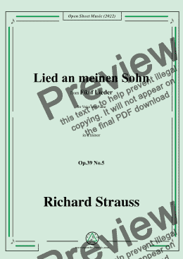 page one of Richard Strauss-Lied an meinen Sohn,in d minor,Op.39 No.5