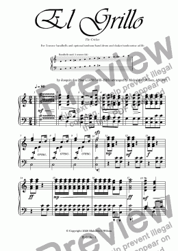 page one of El Grillo - for 3 octave handbells and optional percussion