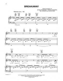 page one of Breakaway (Piano, Vocal & Guitar Chords (Right-Hand Melody))