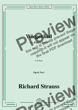 page one of Richard Strauss-Wiegenlied,in B Major,Op.41 No.1