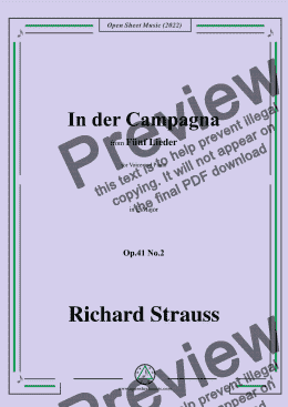 page one of Richard Strauss-In der Campagna,in E Major,Op.41 No.2