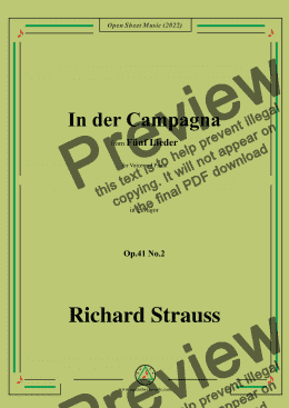 page one of Richard Strauss-In der Campagna,in F Major,Op.41 No.2