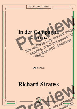 page one of Richard Strauss-In der Campagna,in G flat Major,Op.41 No.2