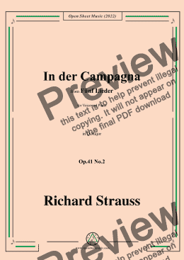 page one of Richard Strauss-In der Campagna,in D Major,Op.41 No.2