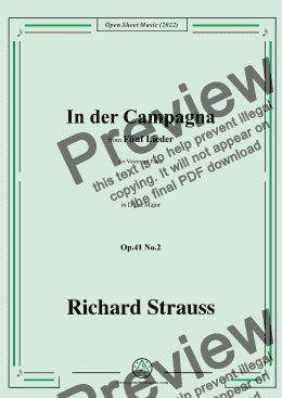 page one of Richard Strauss-In der Campagna,in D flat Major,Op.41 No.2