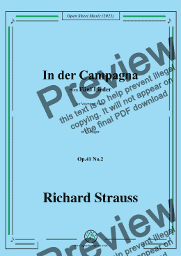 page one of Richard Strauss-In der Campagna,in C Major,Op.41 No.2