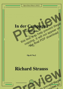 page one of Richard Strauss-In der Campagna,in B Major,Op.41 No.2