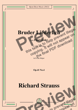 page one of Richard Strauss-Bruder Liederlich,in D flat Major,Op.41 No.4