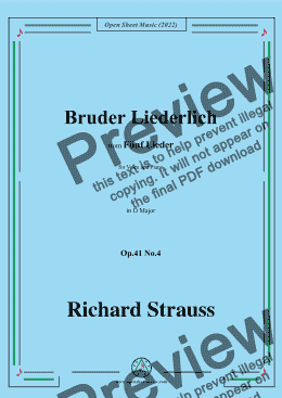 page one of Richard Strauss-Bruder Liederlich,in D Major,Op.41 No.4