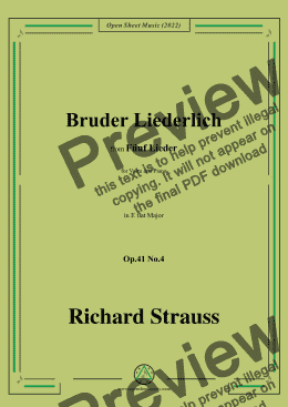 page one of Richard Strauss-Bruder Liederlich,in E flat Major,Op.41 No.4