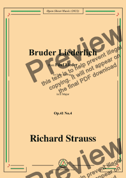 page one of Richard Strauss-Bruder Liederlich,in E Major,Op.41 No.4