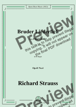 page one of Richard Strauss-Bruder Liederlich,in B Major,Op.41 No.4