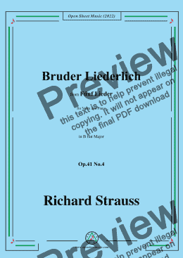 page one of Richard Strauss-Bruder Liederlich,in B flat Major,Op.41 No.4