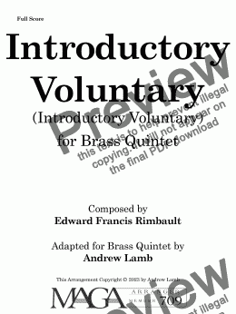 page one of Edward Rimbault | Introductory Voluntary | for Brass Quintet