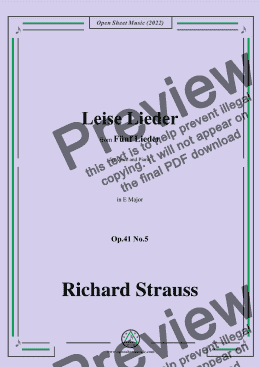 page one of Richard Strauss-Leise Lieder,in E Major,Op.41 No.5