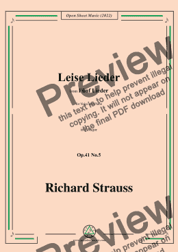 page one of Richard Strauss-Leise Lieder,in F Major,Op.41 No.5