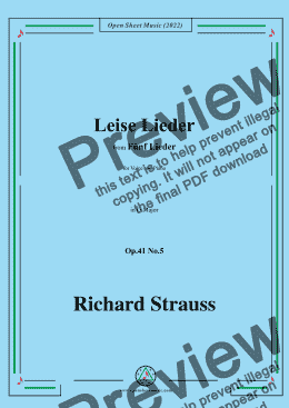 page one of Richard Strauss-Leise Lieder,in G Major,Op.41 No.5