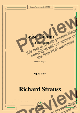 page one of Richard Strauss-Leise Lieder,in D flat Major,Op.41 No.5