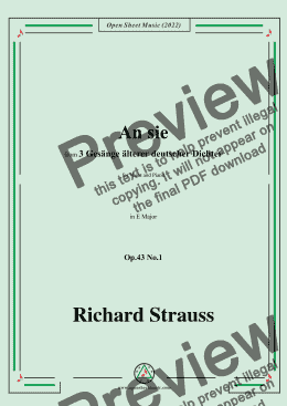 page one of Richard Strauss-An sie,in E Major,Op.43 No.1