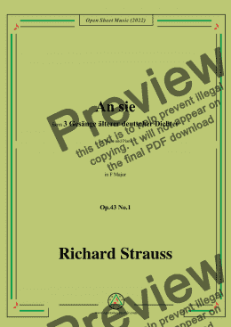 page one of Richard Strauss-An sie,in F Major,Op.43 No.1