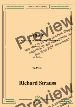 page one of Richard Strauss-An sie,in G flat Major,Op.43 No.1