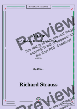 page one of Richard Strauss-An sie,in G Major,Op.43 No.1