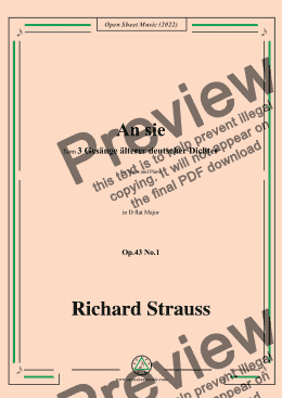 page one of Richard Strauss-An sie,in D flat Major,Op.43 No.1