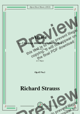 page one of Richard Strauss-An sie,in C Major,Op.43 No.1