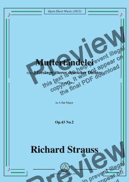 page one of Richard Strauss-Muttertändelei,in A flat Major,Op.43 No.2