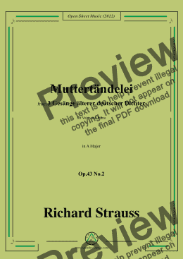 page one of Richard Strauss-Muttertändelei,in A Major,Op.43 No.2