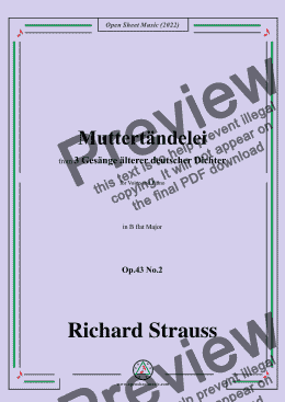 page one of Richard Strauss-Muttertändelei,in B flat Major,Op.43 No.2