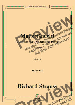 page one of Richard Strauss-Muttertändelei,in B Major,Op.43 No.2