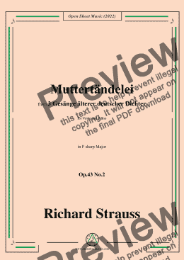 page one of Richard Strauss-Muttertändelei,in F sharp Major,Op.43 No.2