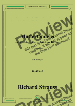 page one of Richard Strauss-Muttertändelei,in E flat Major,Op.43 No.2