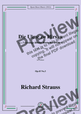 page one of Richard Strauss-Die Ulme zu Hirsau,in b minor,Op.43 No.3