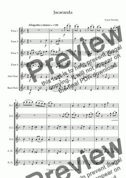 page one of "Jacaranda" Original Tango for Flute Choir