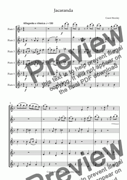 page one of  "Jacaranda" Original Tango for Flute Choir- 6 C Flutes