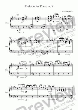 page one of Prelude for Piano no 9