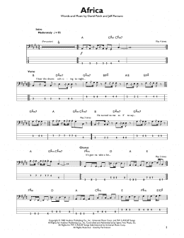 page one of Africa (Easy Bass Tab)