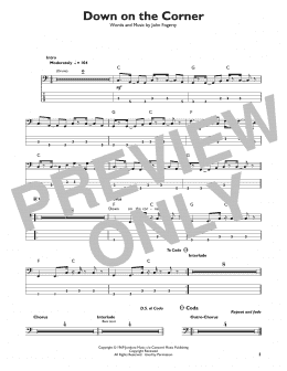 page one of Down On The Corner (Easy Bass Tab)