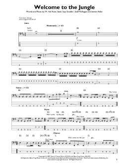 page one of Welcome To The Jungle (Easy Bass Tab)