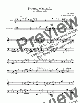 page one of Princess Mononoke (Flute and Cello duet)